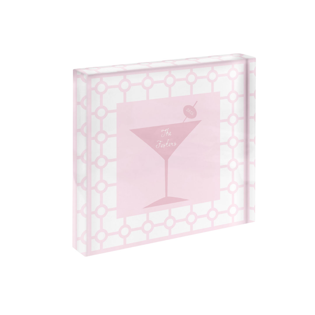 Martini Geometric Cut Print in Acrylic Frame