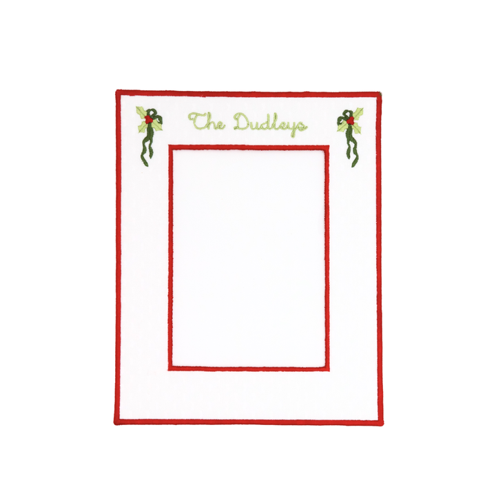 Holly Embroidered Photo Mat