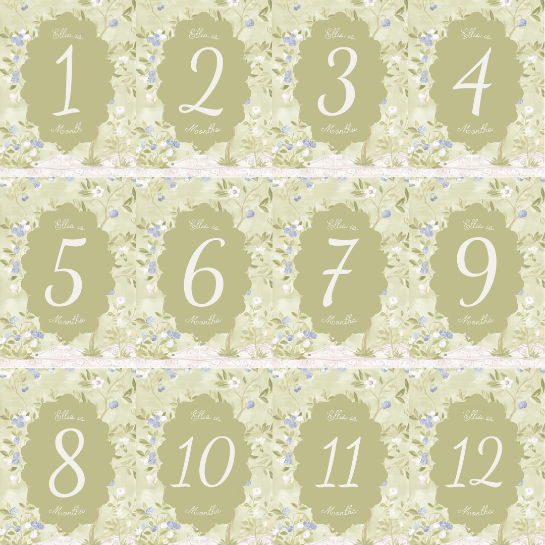 Green Chinoiserie Custom Milestone Markers