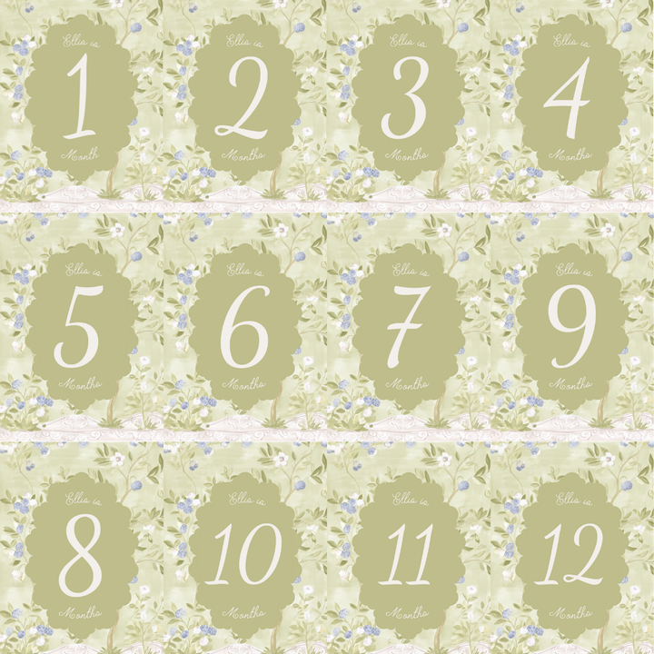 Green Chinoiserie Custom Milestone Markers