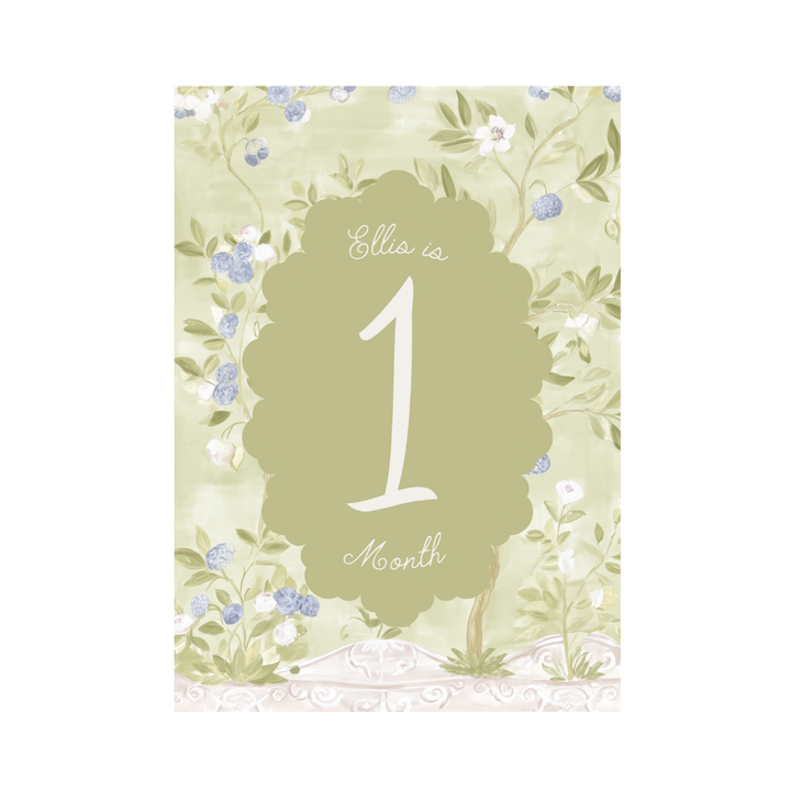 Green Chinoiserie Custom Milestone Markers