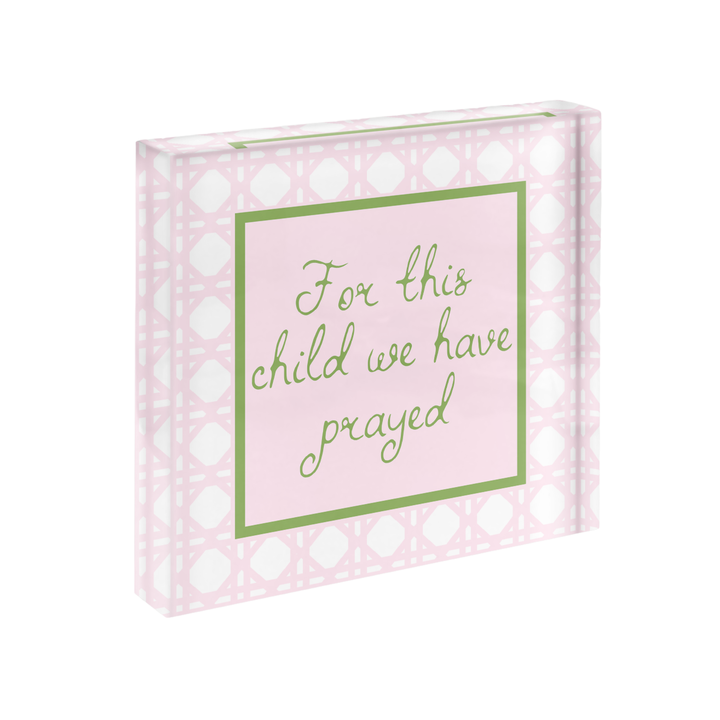 For This Child We Have Prayed Rattan Print in Acrylic Frame