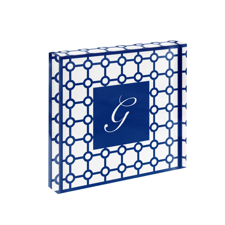 Initial Print with Geometric Cut in Acrylic Frame