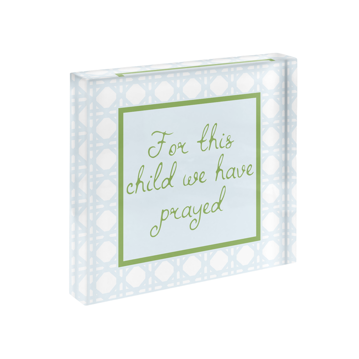 For This Child We Have Prayed Rattan Print in Acrylic Frame