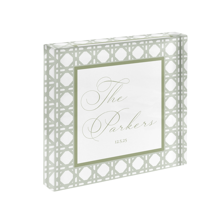 Last Name Rattan Cut Print in Acrylic Frame