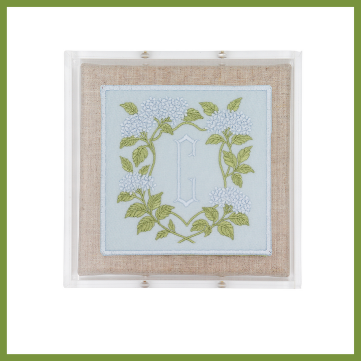 Hydrangea Crest Monogram Acrylic Shadowbox
