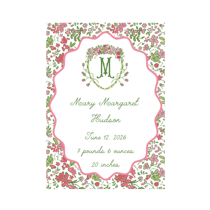 Floral Garden Birth Announcement Print