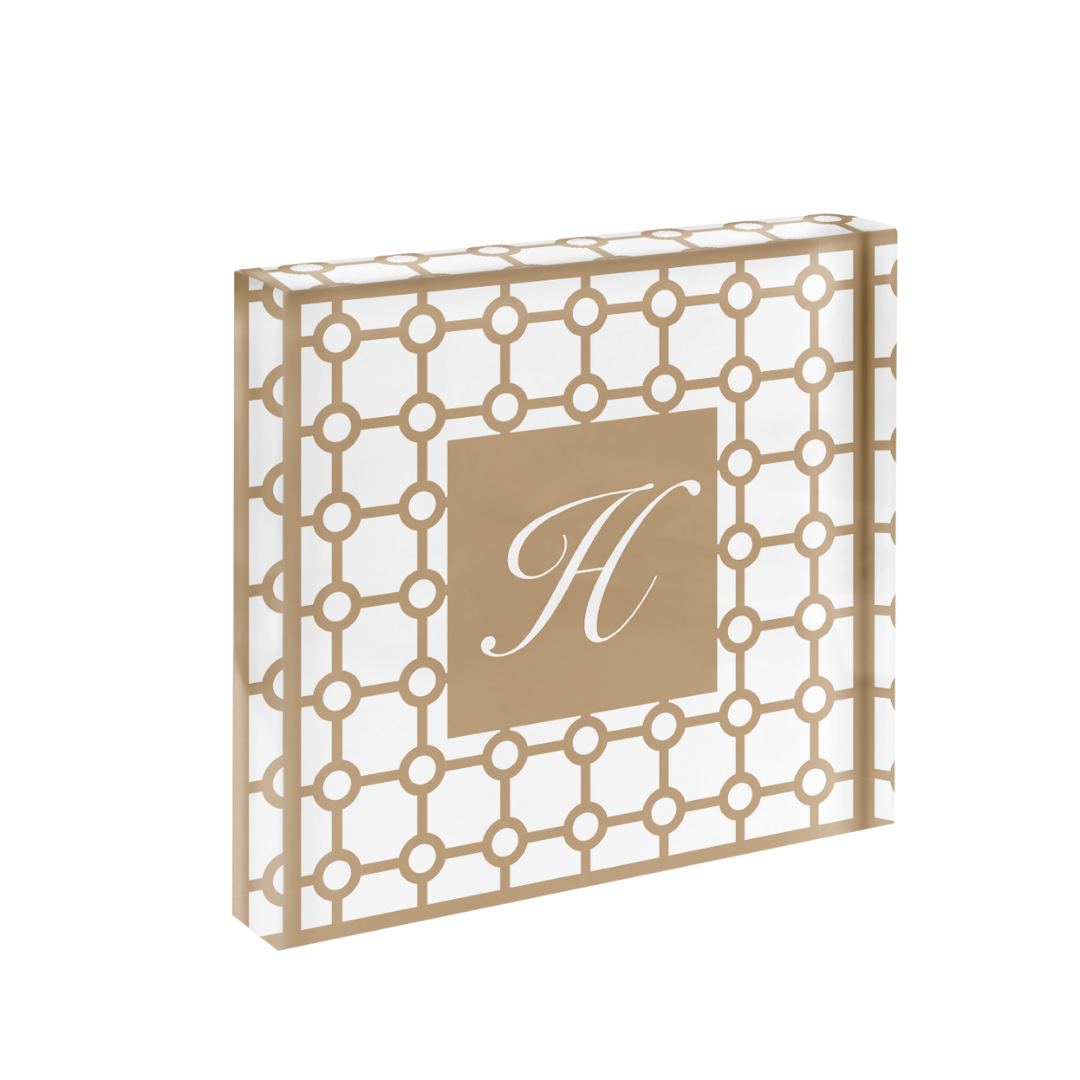 Initial Print with Geometric Cut in Acrylic Frame
