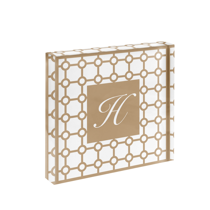 Initial Print with Geometric Cut in Acrylic Frame