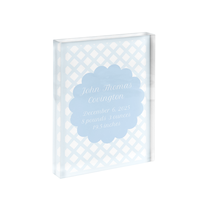 Lattice Cut Birth Announcement Print with Acrylic Frame