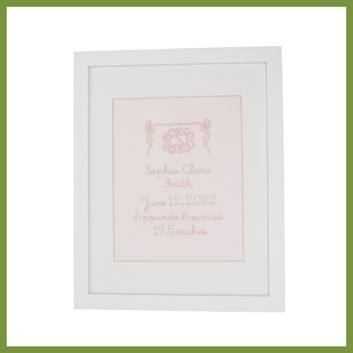 Square Bow Frame Birth Announcement