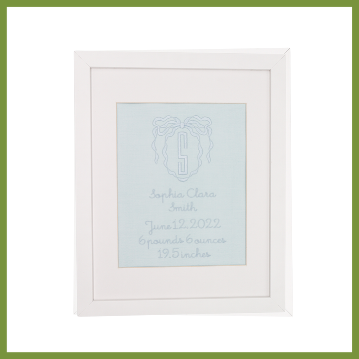 Oval Bow Inital Birth Announcement