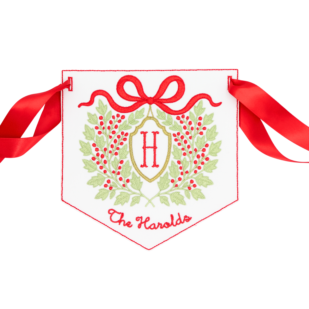 Holiday Berries Wreath Pennant Banner