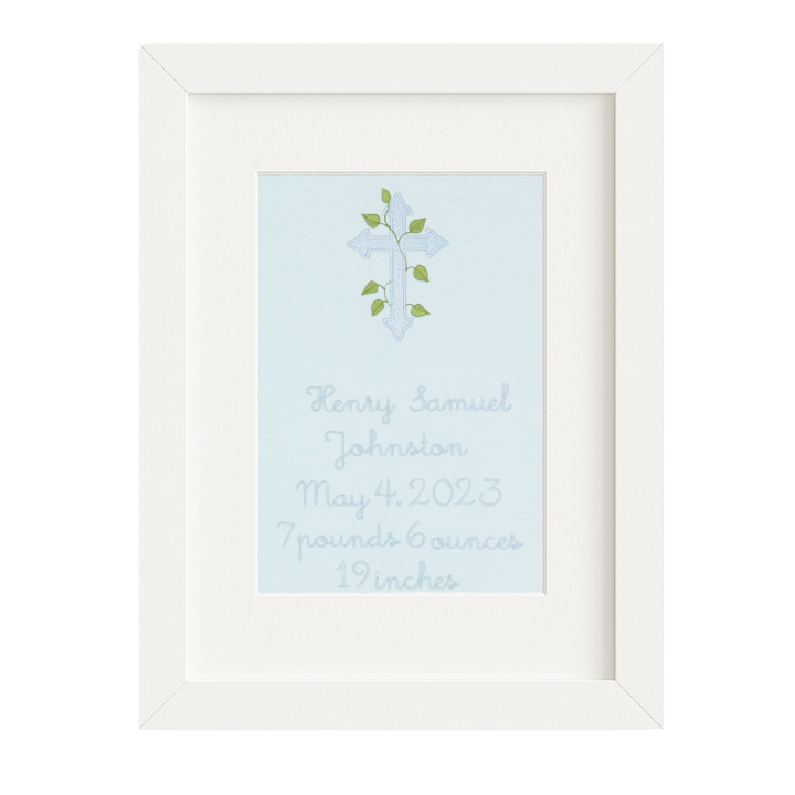 Cross with Vine Birth Announcement