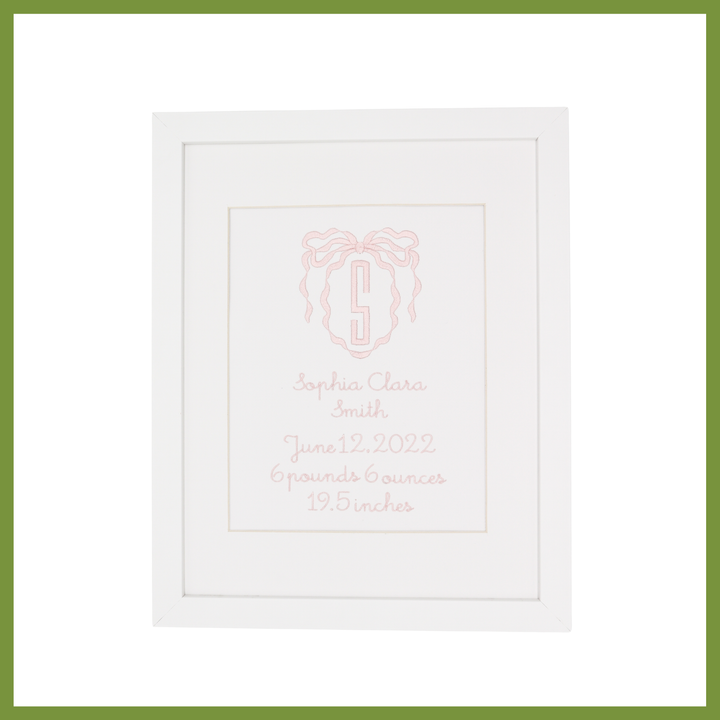 Oval Bow Inital Birth Announcement