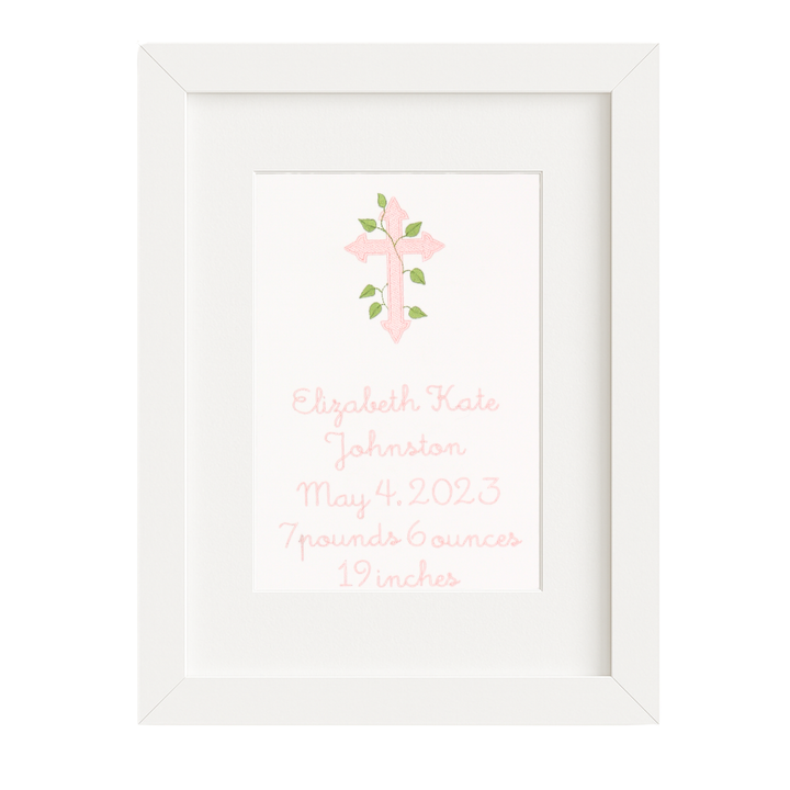 Cross with Vine Birth Announcement