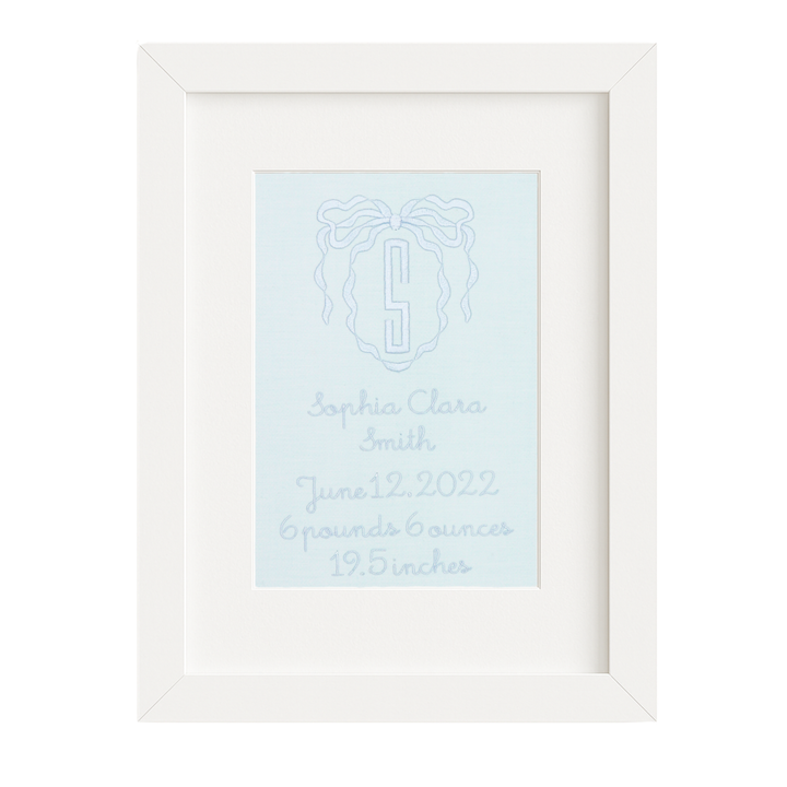 Oval Bow Inital Birth Announcement