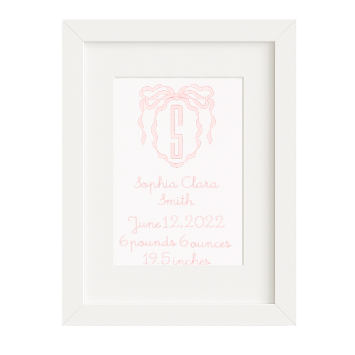 Oval Bow Inital Birth Announcement