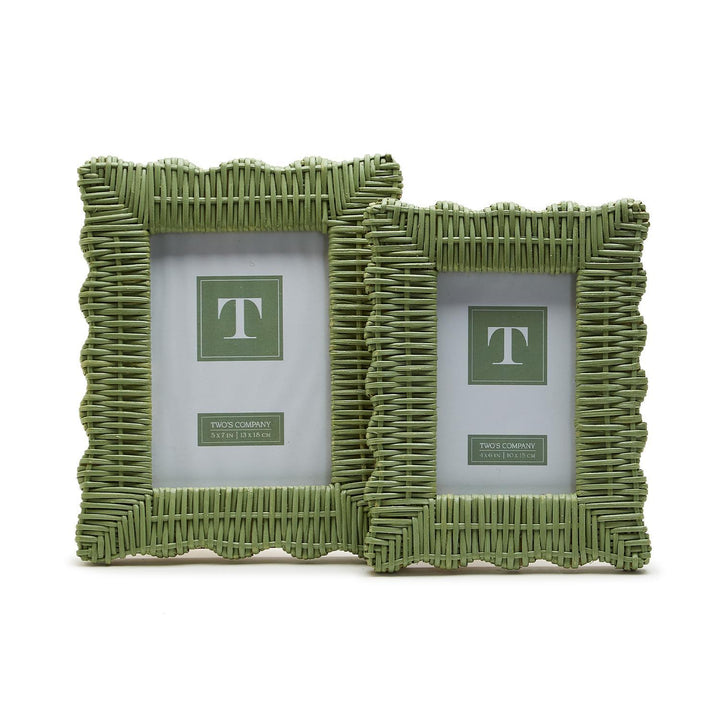 Wicker Weave Photo Frame Green