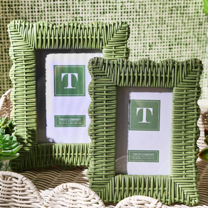 Wicker Weave Photo Frame Green
