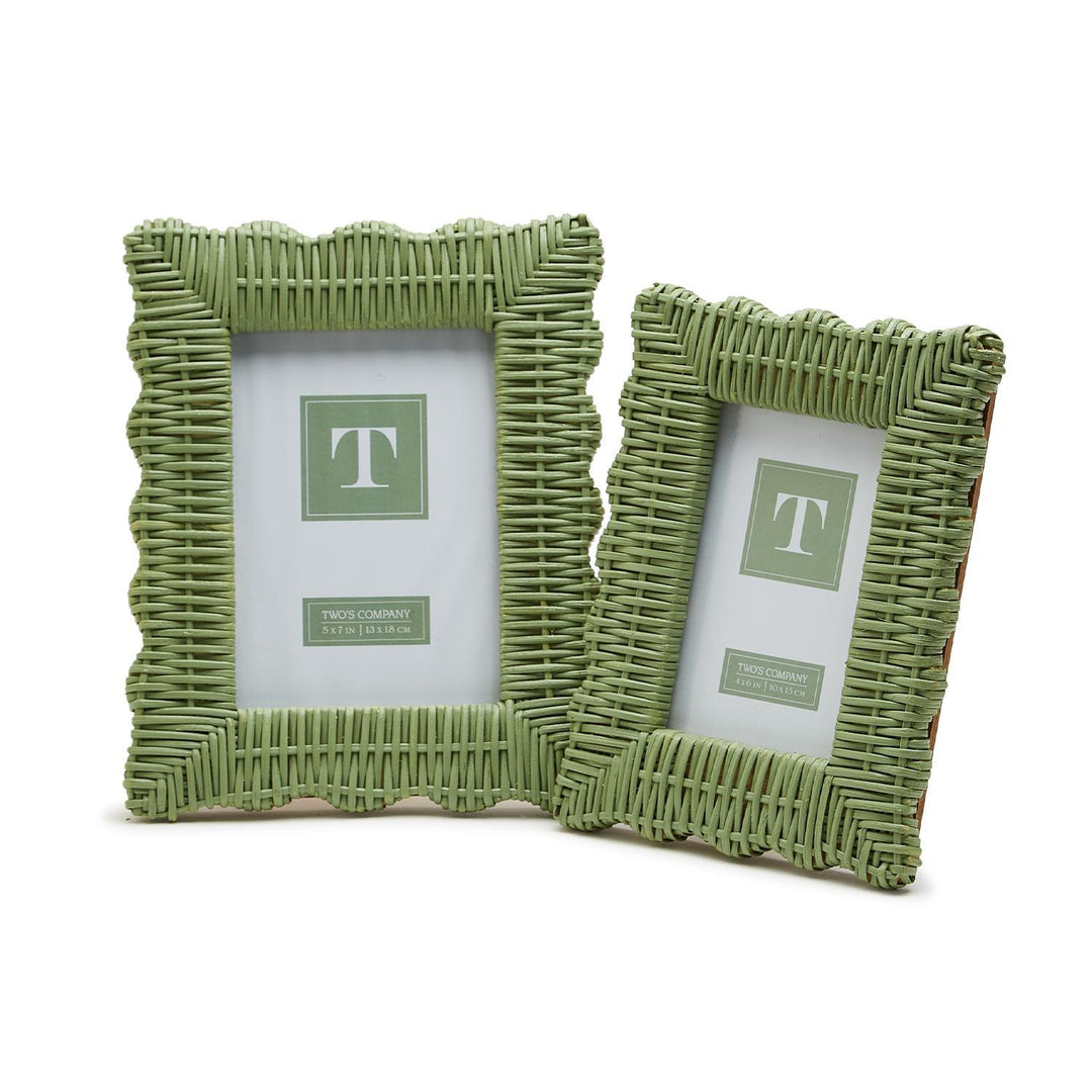 Wicker Weave Photo Frame Green