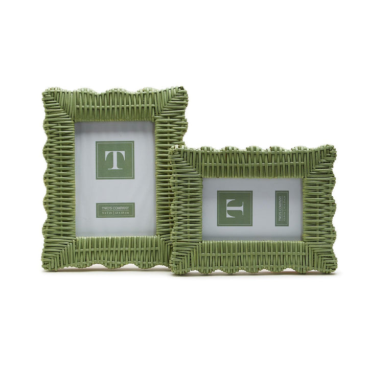 Wicker Weave Photo Frame Green