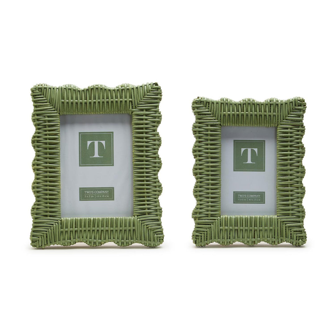 Wicker Weave Photo Frame Green