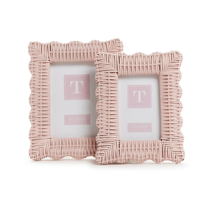 Wicker Weave Photo Frame Pink