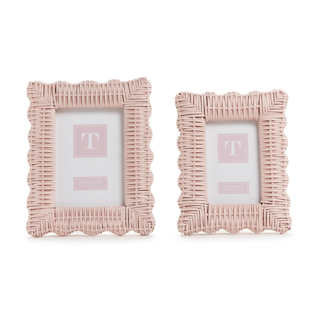 Wicker Weave Photo Frame Pink