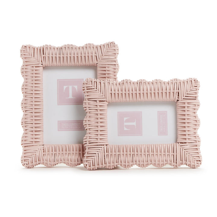 Wicker Weave Photo Frame Pink