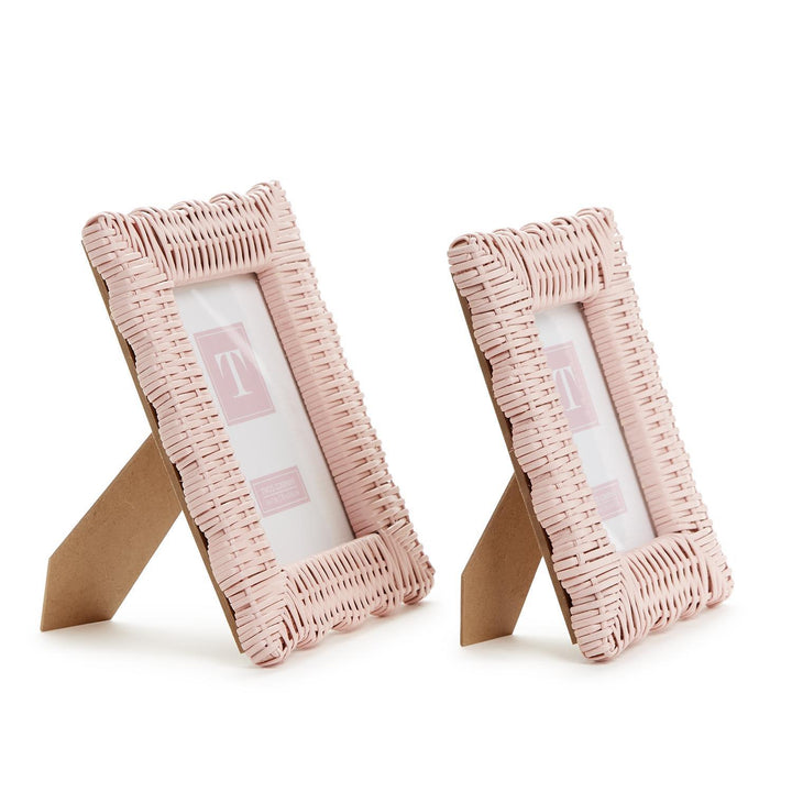 Wicker Weave Photo Frame Pink