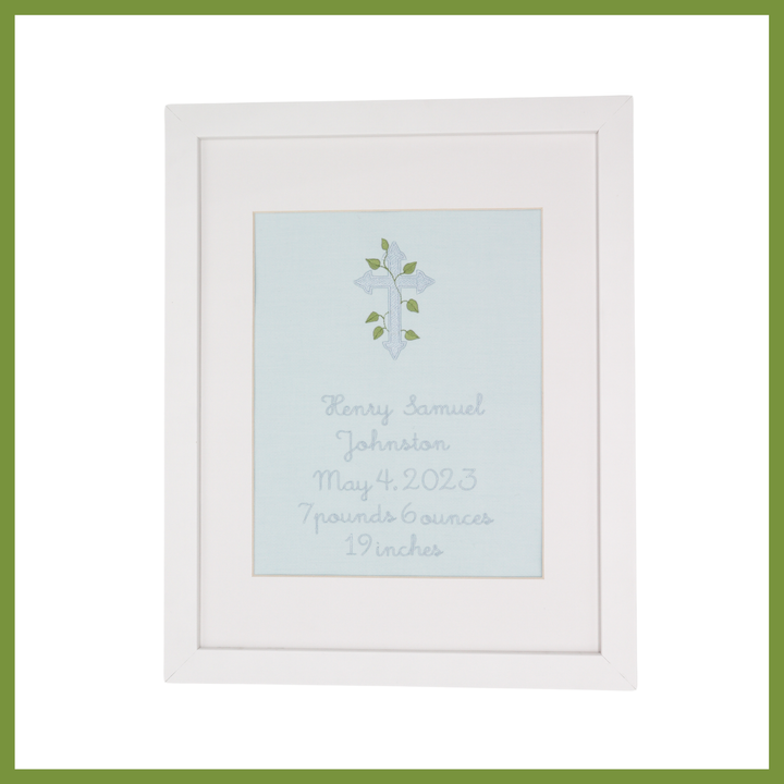 Cross with Vine Birth Announcement