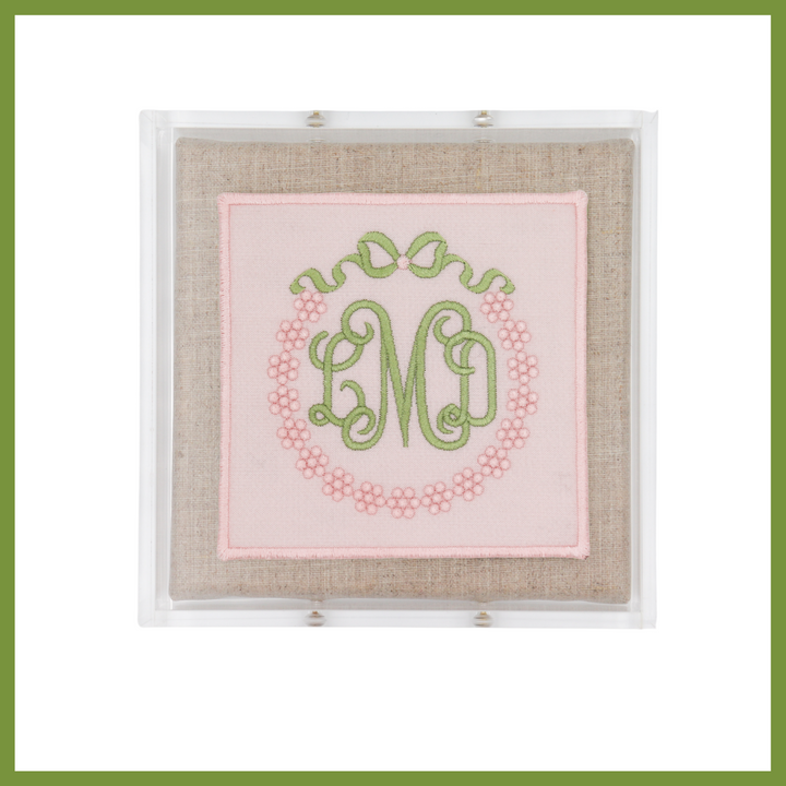 Pearl Wreath Monogram Acrylic Shadowbox
