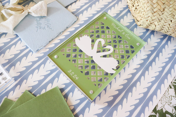 Swan Lattice Cut Print in Acrylic Frame