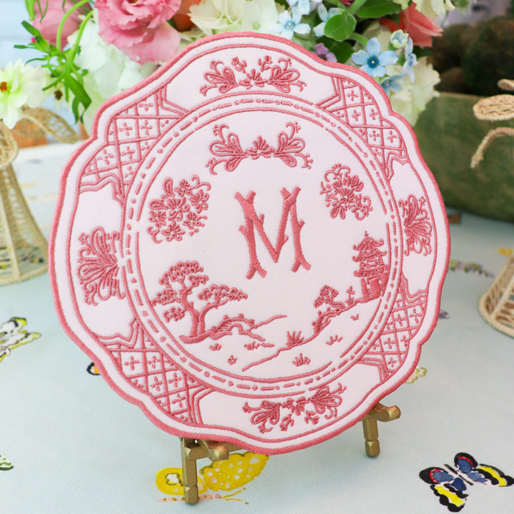 Italian Chinoiserie Embroidered Display Plate
