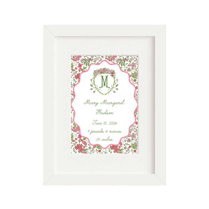 Floral Garden Birth Announcement Print