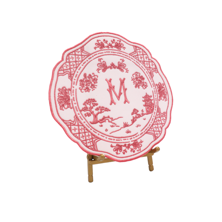 Italian Chinoiserie Embroidered Display Plate