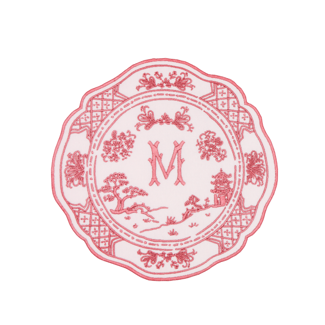 Italian Chinoiserie Embroidered Display Plate
