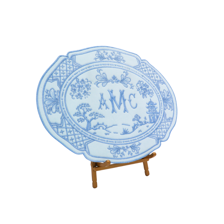 Italian Chinoiserie Embroidered Display Platter