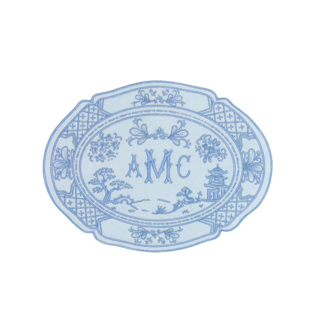 Italian Chinoiserie Embroidered Display Platter