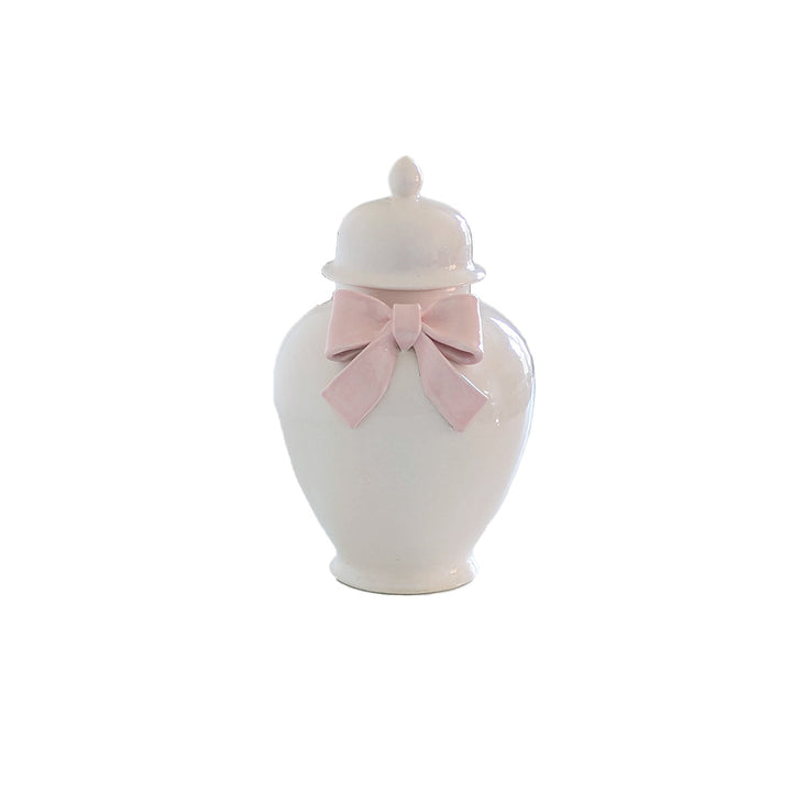 Ginger Jars with Sculpted Ceramic Bow in Cherry Blossom