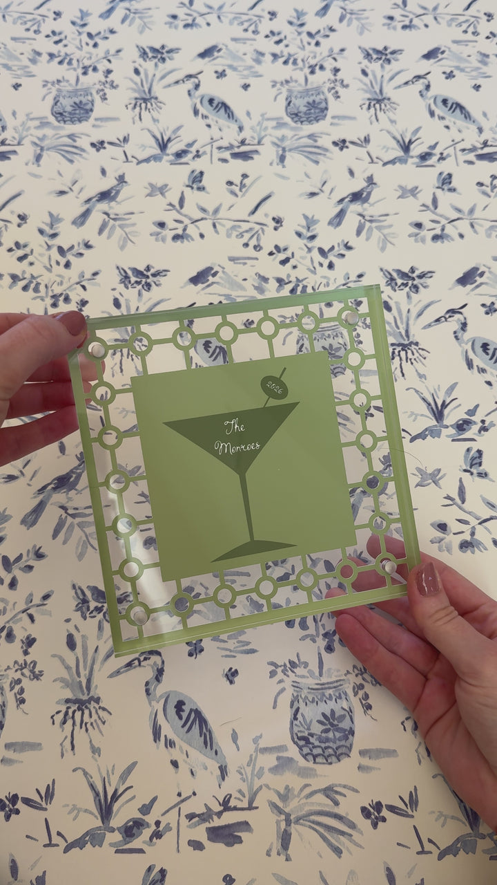 Martini Geometric Cut Print in Acrylic Frame