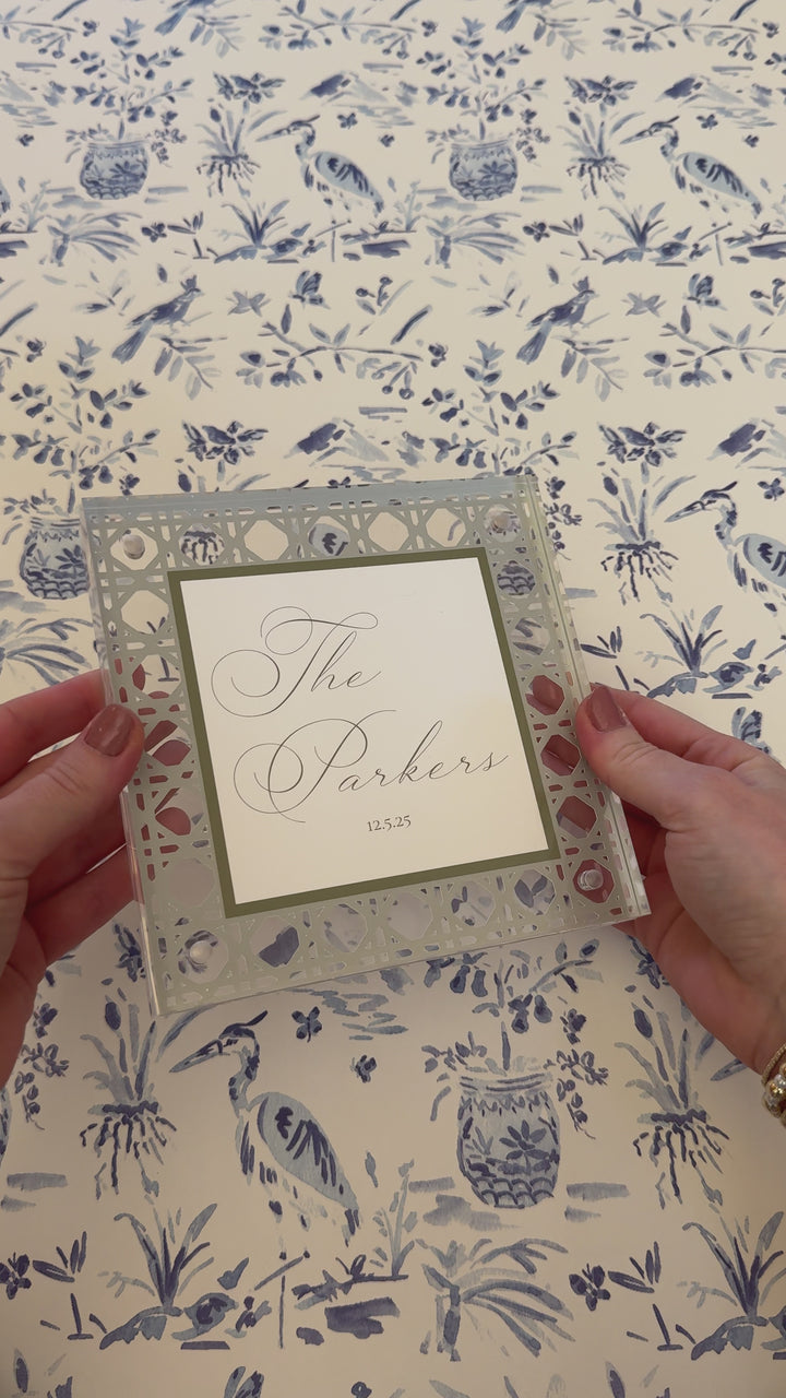 Last Name Rattan Cut Print in Acrylic Frame