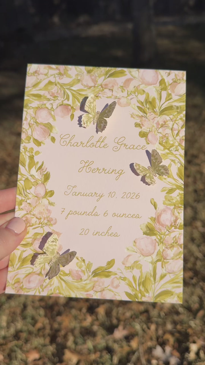 Butterfly Birth Announcement